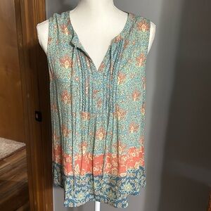 Danielrainn tank top. Women’s size small. Paisley pattern, blue & orange.